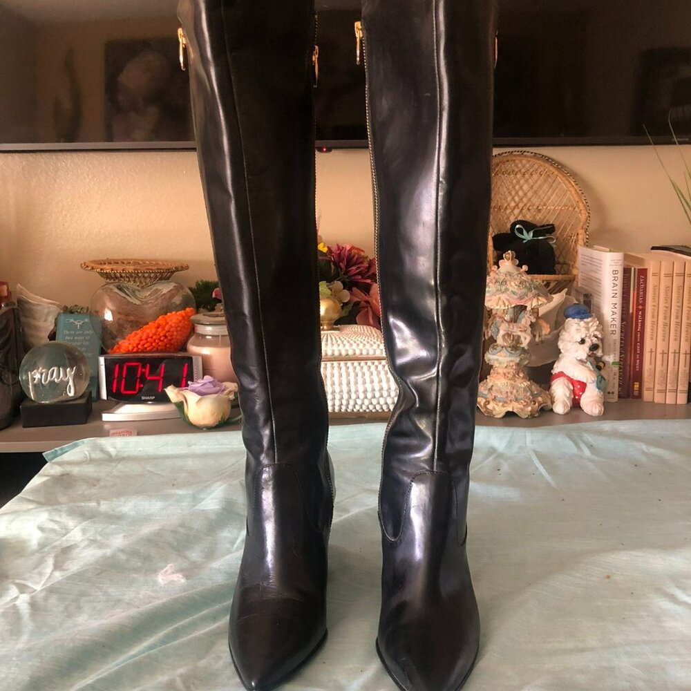 Sigerson Morrison Ferry Boot Knee High Black Leather Size 6.5